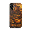 Country Music Guitar Phone Case with Card Holder — Rustic Concert Scene