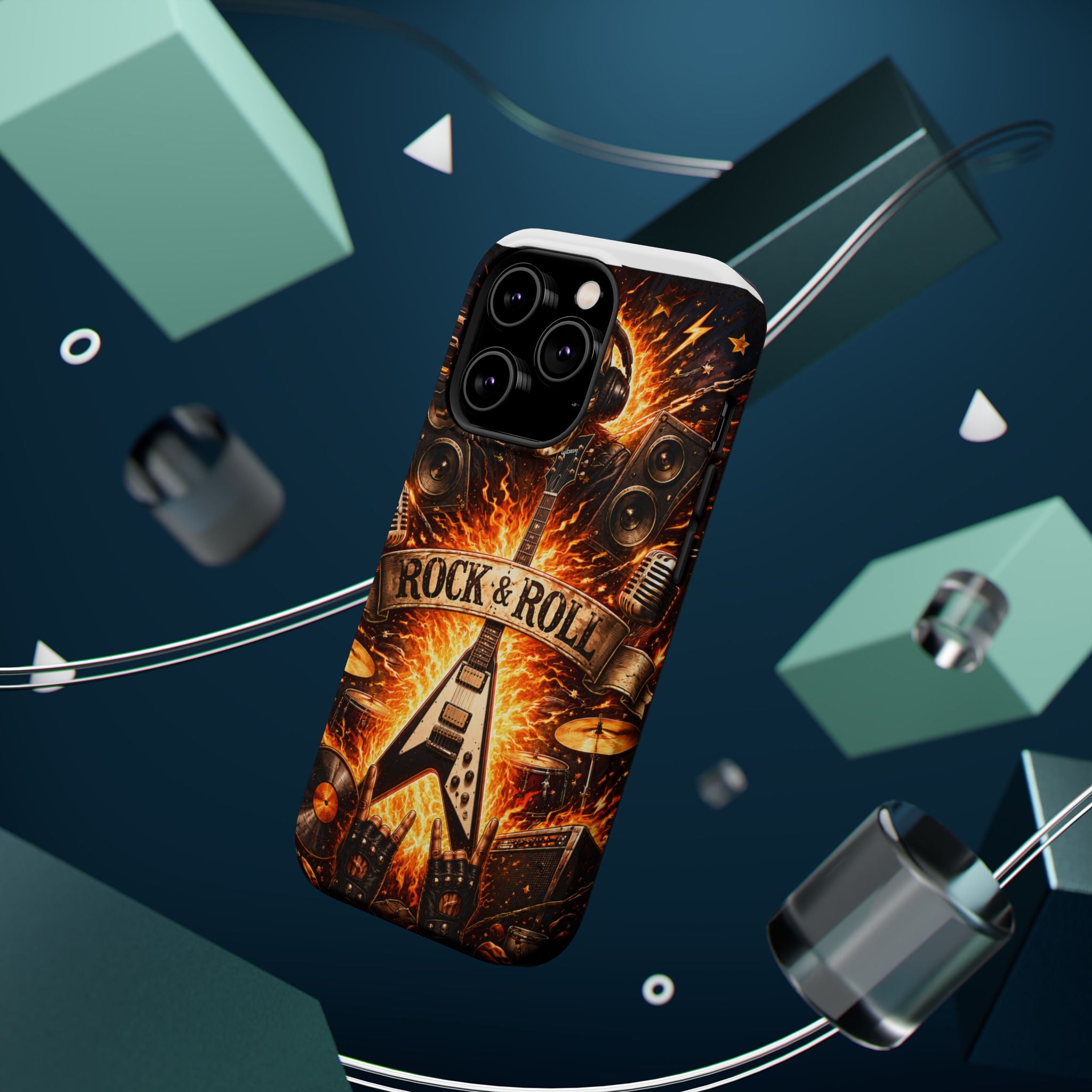 Rock & Roll Skull Guitar Phone Case — Magnetic Impact-Resistant