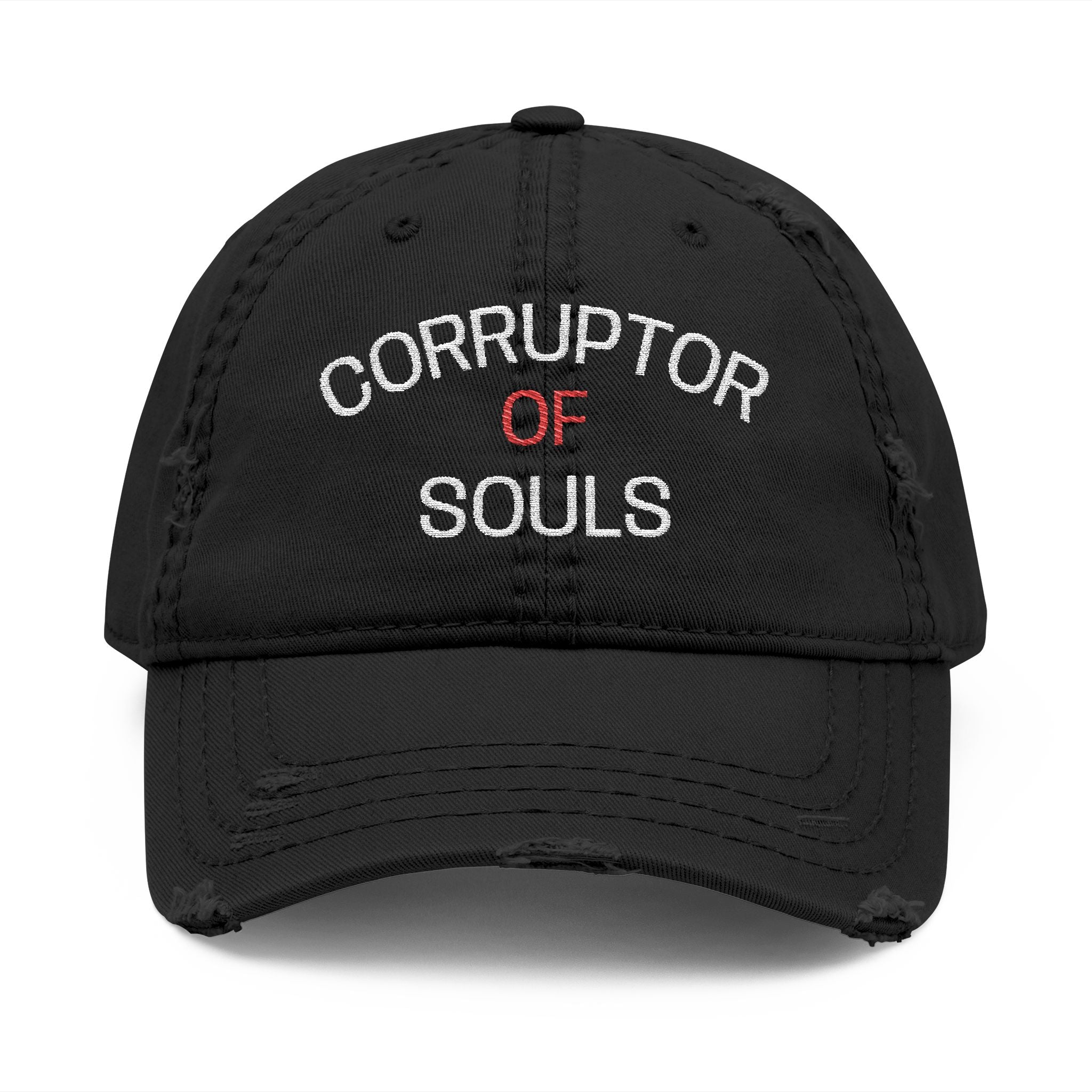 Corruptor of Souls Embroidered Dad Hat — Distressed Gothic Baseball Cap