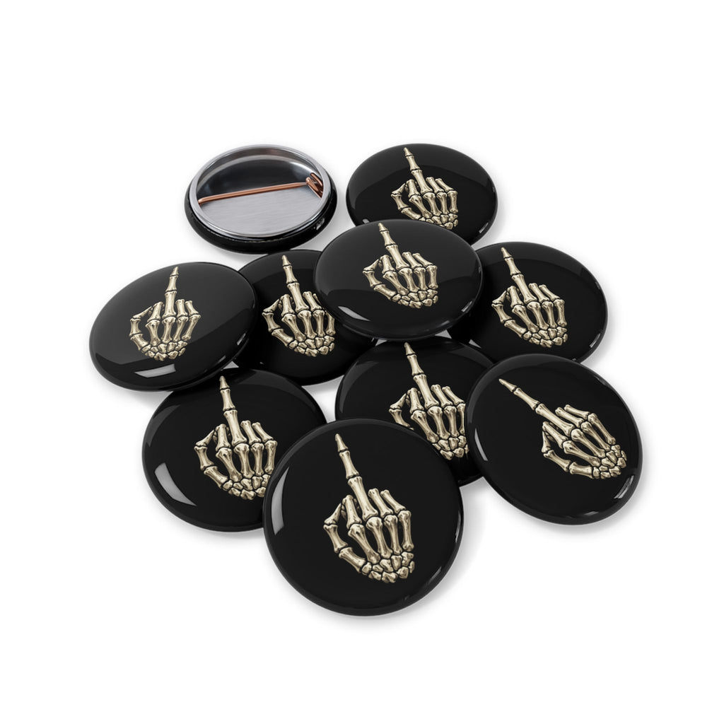 Skeleton Finger Round Pin — Gothic Punk Enamel Button