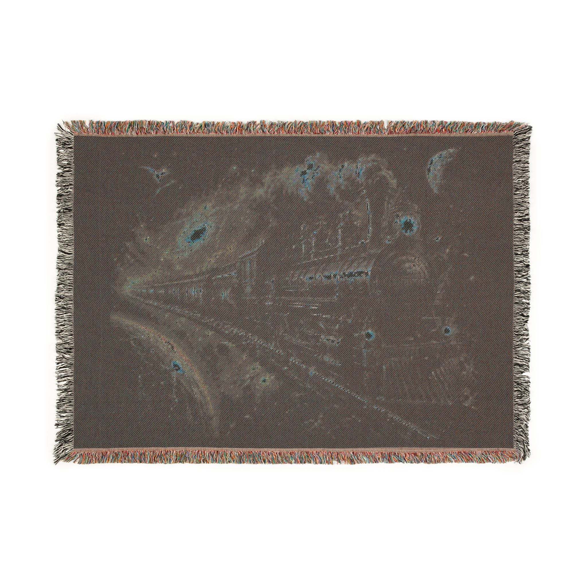 Galaxy Night Train Woven Blanket — Cosmic Steam Engine Throw