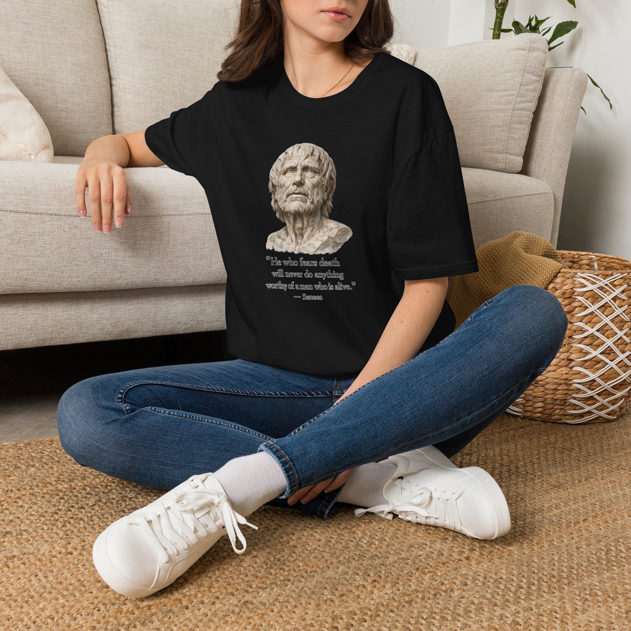 Stoic Philosopher Bust T-Shirt — Seneca Quote Tee