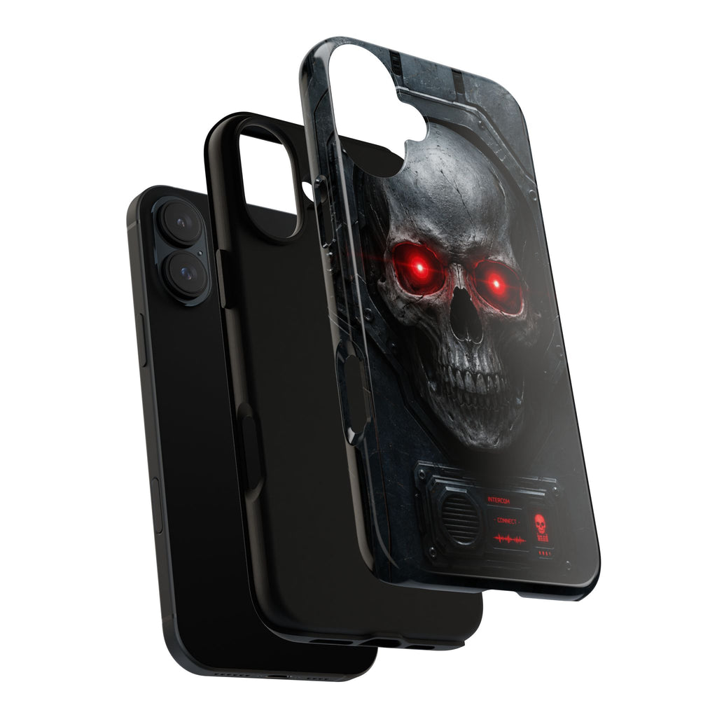 Skull Sentinel Phone Case — Red-Eyed Tactical Skull Protective Case