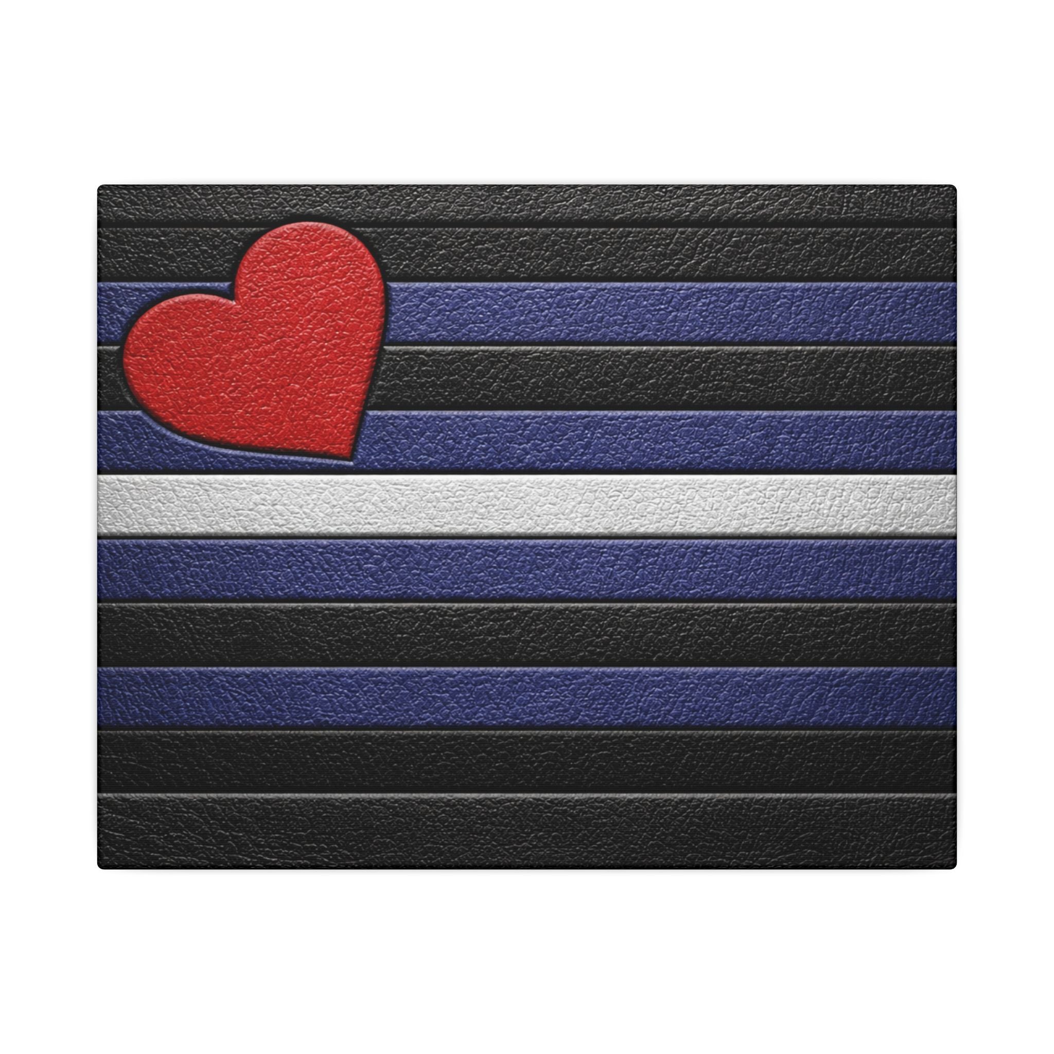 Leather Heart Canvas Wall Art - Matte Stretched Leather Pride Tribute