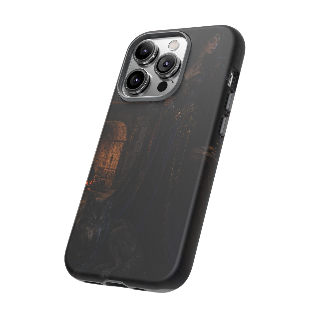 Gothic Witch Phone Case — Dark Fantasy Wolf & Fireplace Tough Case