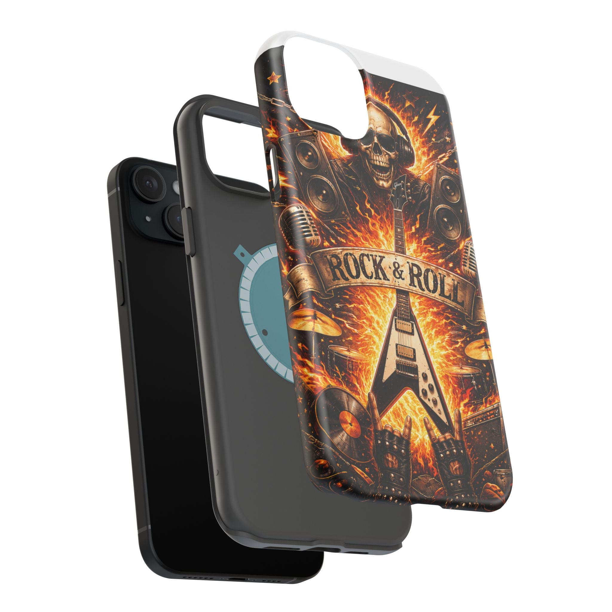 Rock & Roll Skull Guitar Phone Case — Magnetic Impact-Resistant