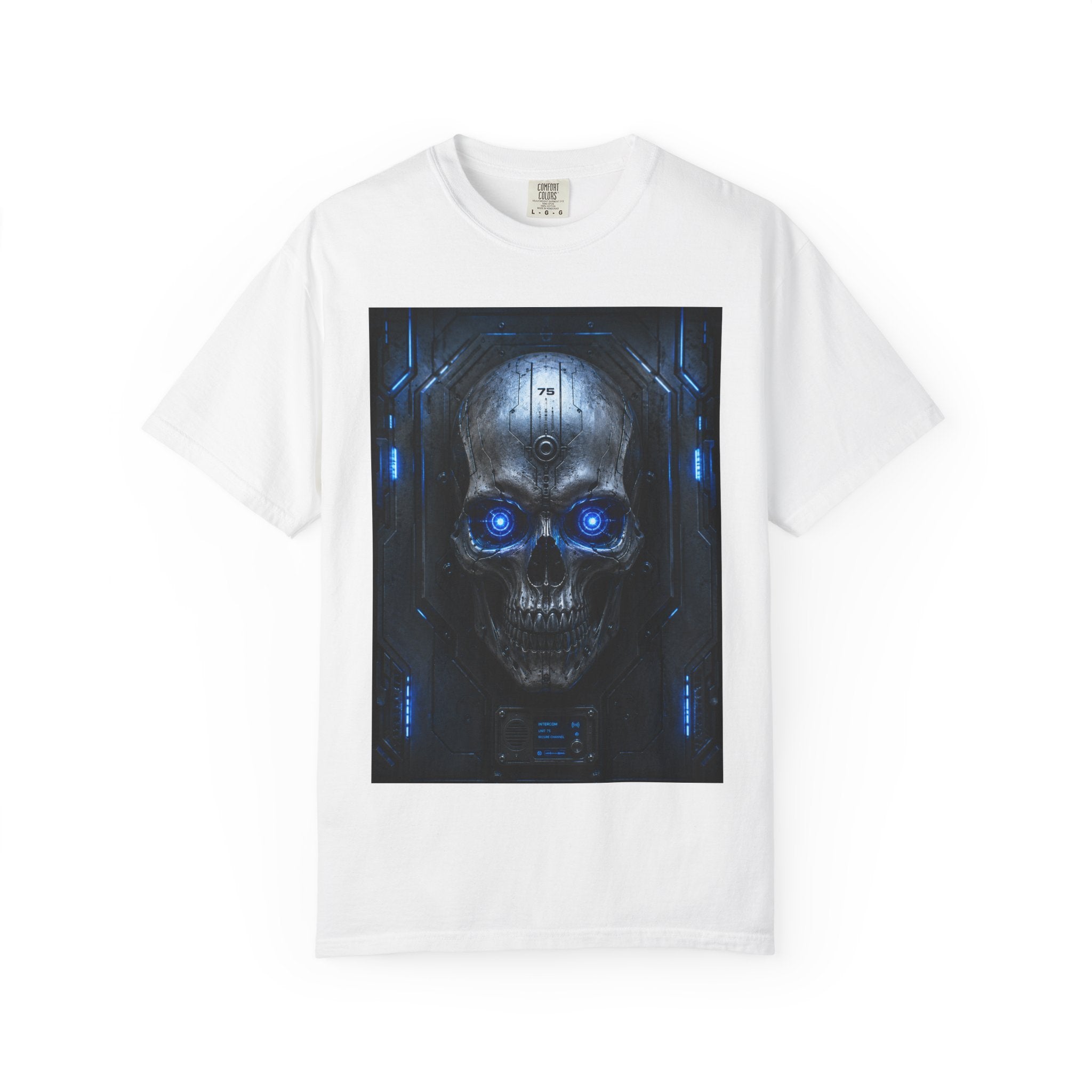 Blue Cyber Skull T-shirt | Futuristic Skull Graphic Tee