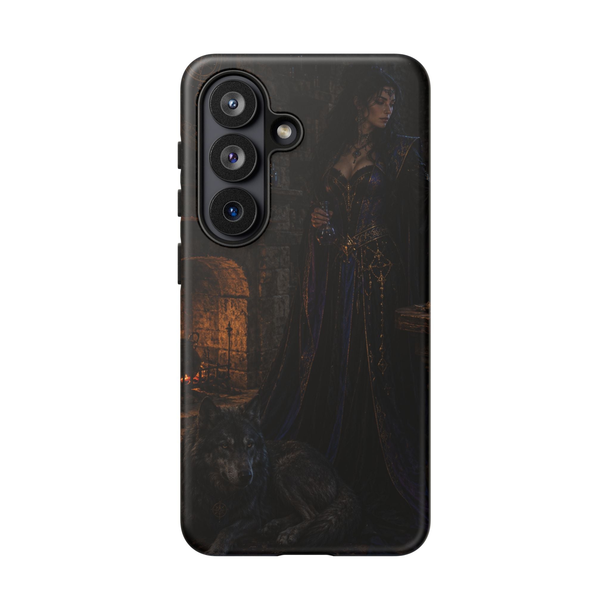 Gothic Witch Phone Case — Dark Fantasy Wolf & Fireplace Tough Case