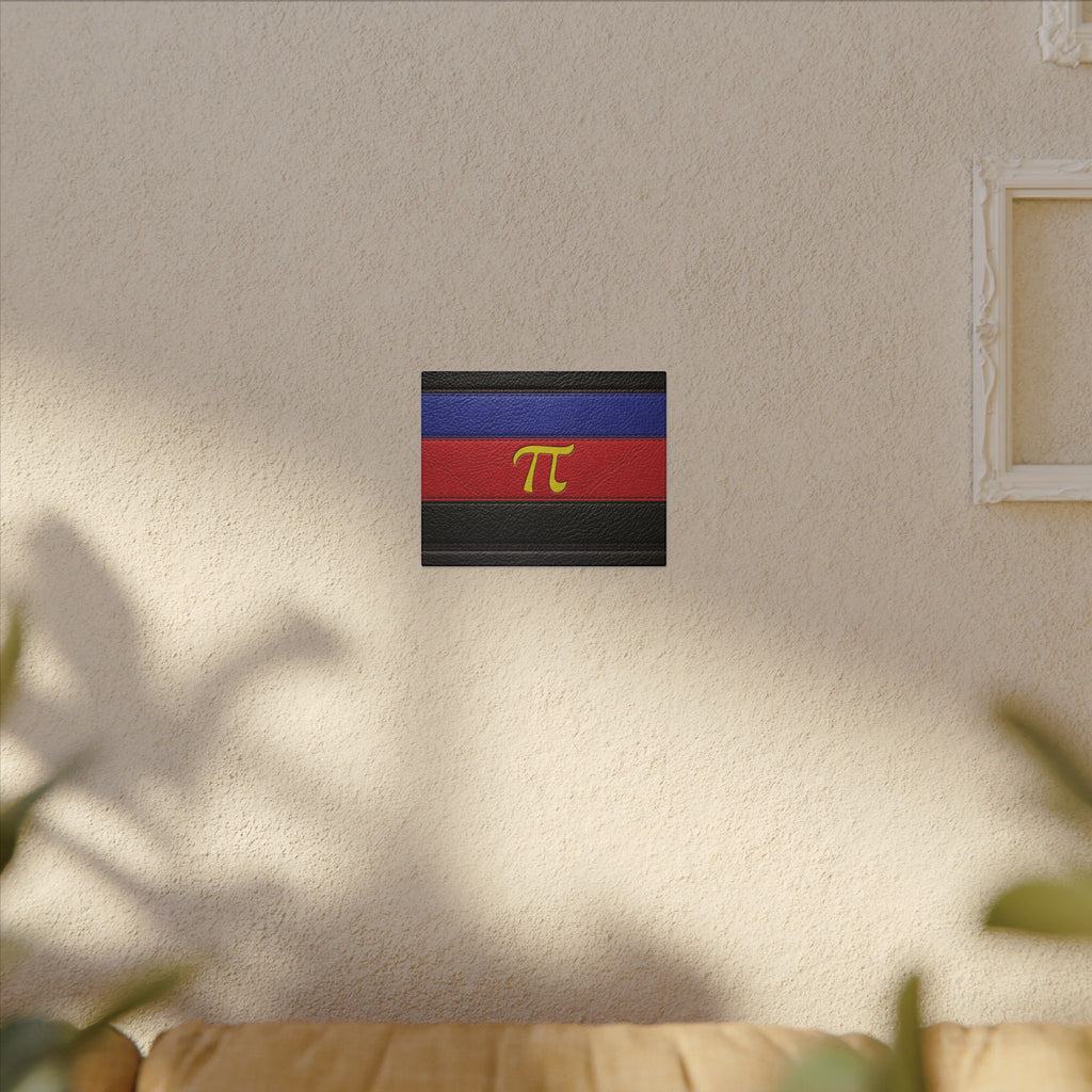 Polyamorous Symbol Leather Flag Canvas Print — Blue & Red Striped Matte Wall Art