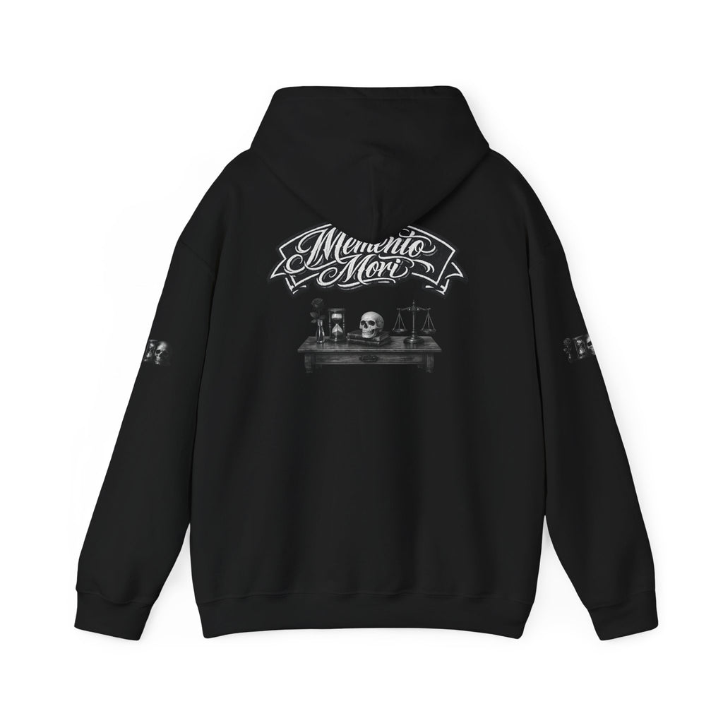 Premium Hoodie — 'Memento Mori' Skull & Scales Graphic Hoodie