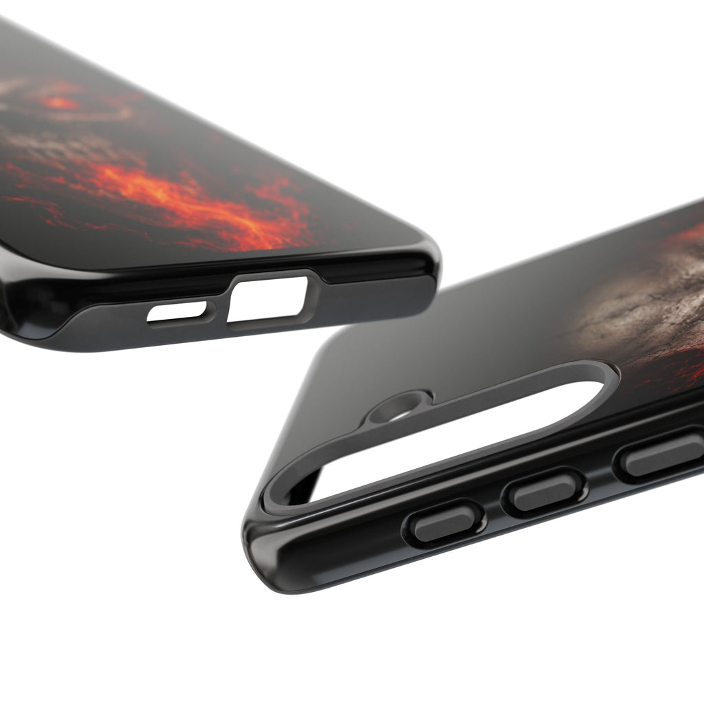 Flaming Skull Tough Case — Heavy-Duty Phone Case with Red-Eye Skull Design