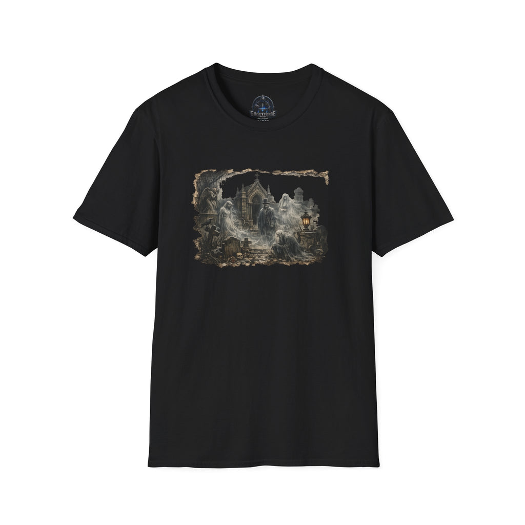 Haunted Graveyard Ghosts T-Shirt — Vintage Gothic Paranormal Tee