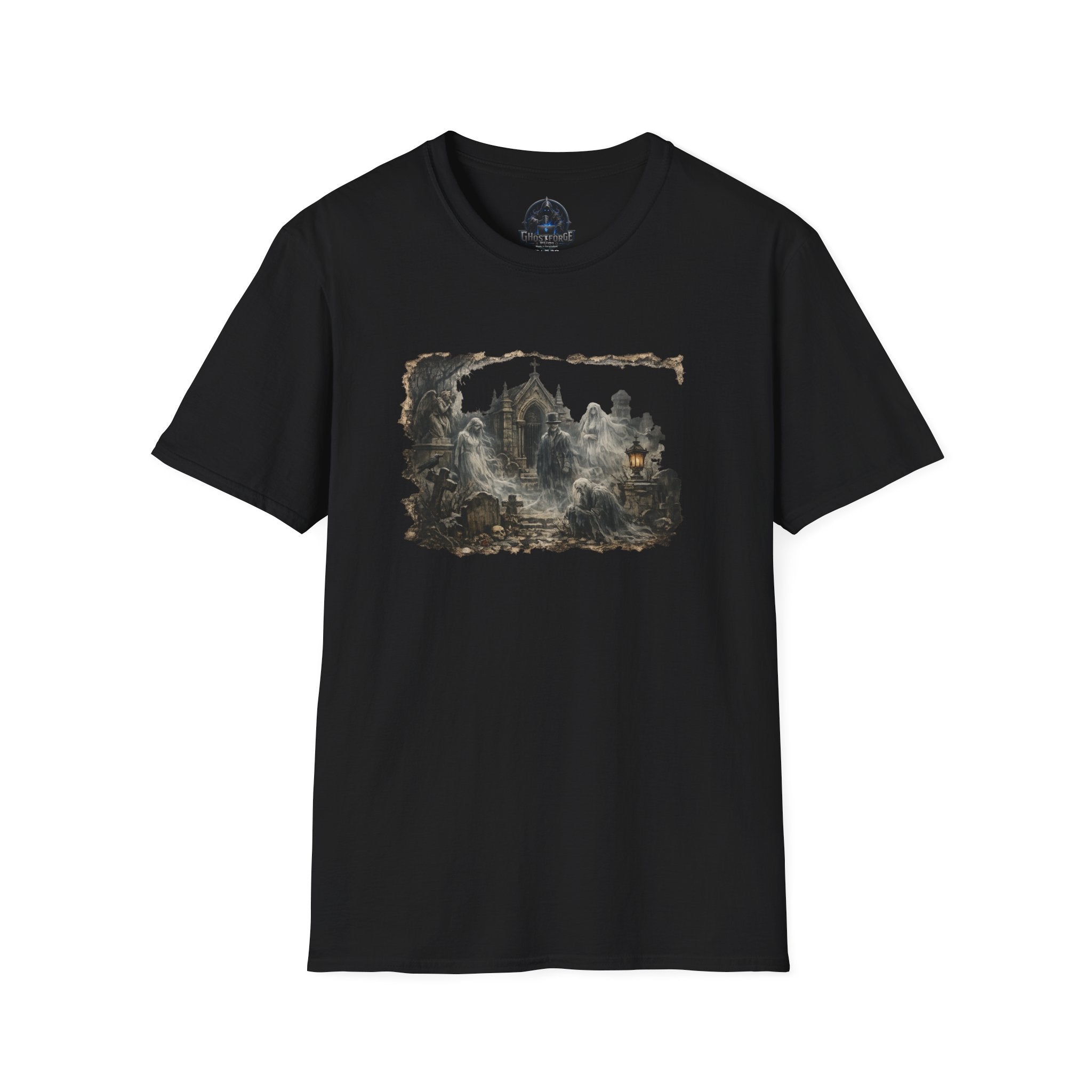 Haunted Graveyard Ghosts T-Shirt — Vintage Gothic Paranormal Tee