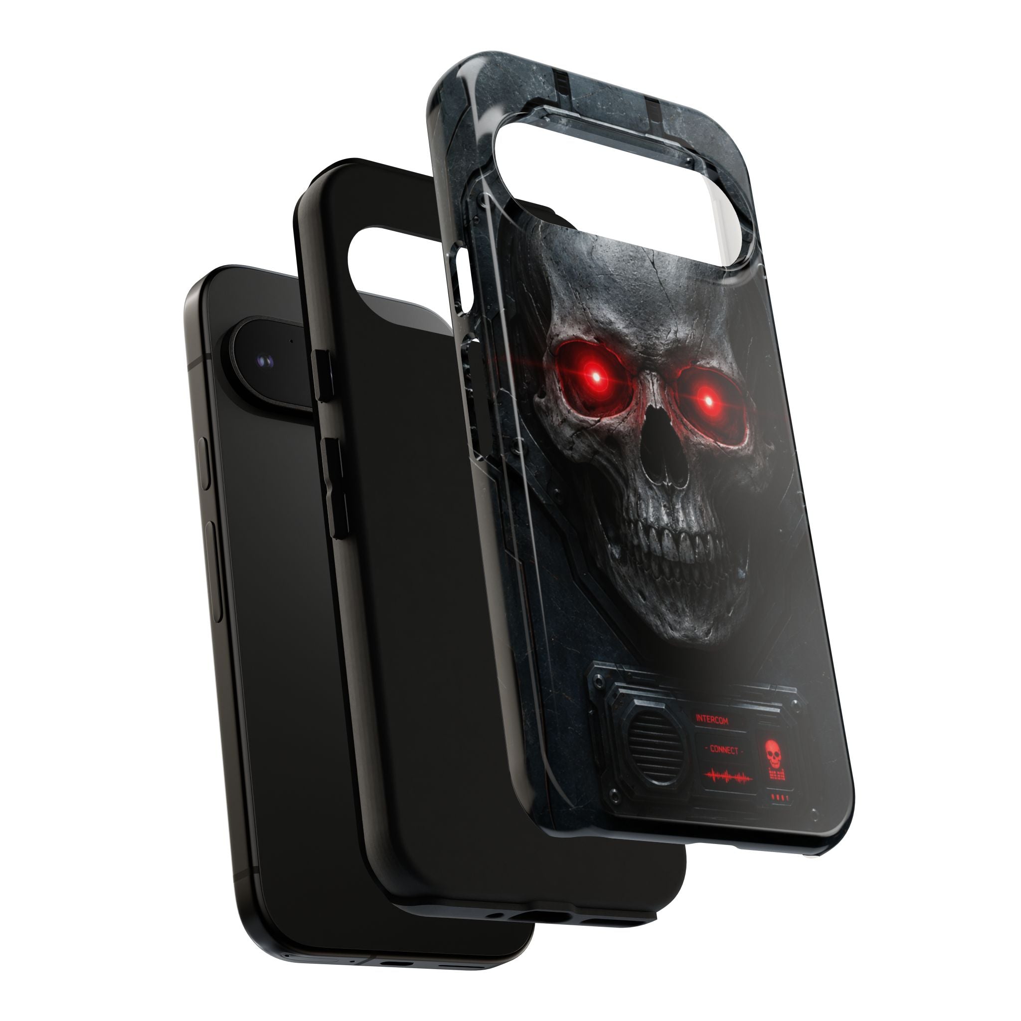 Skull Sentinel Phone Case — Red-Eyed Tactical Skull Protective Case
