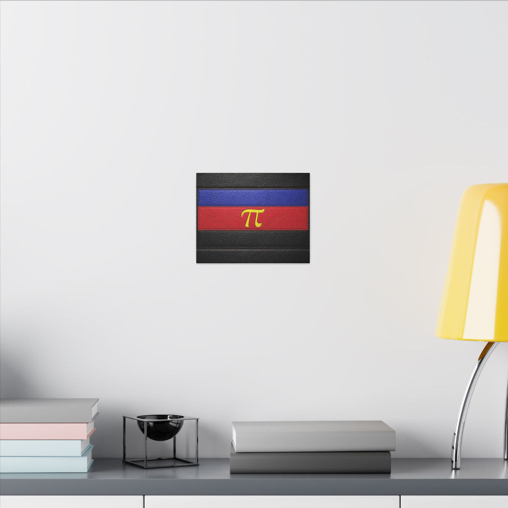 Polyamorous Symbol Leather Flag Canvas Print — Blue & Red Striped Matte Wall Art