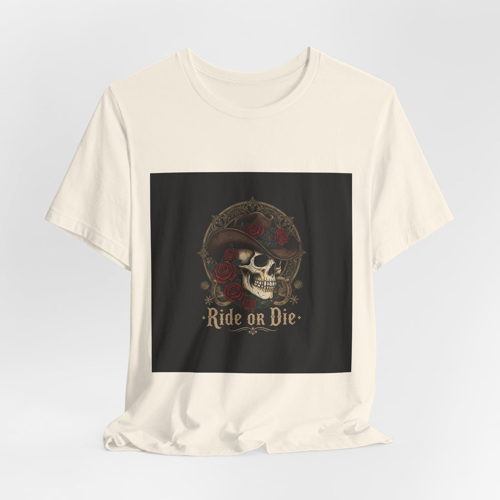 Ride or Die Skull Cowboy Tee | western skull art, gothic Americana