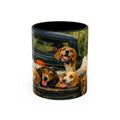 Suzu's Beagle Pack Coffee Mug — Dogs in Truck Accent Ceramic Mug (11/15oz)