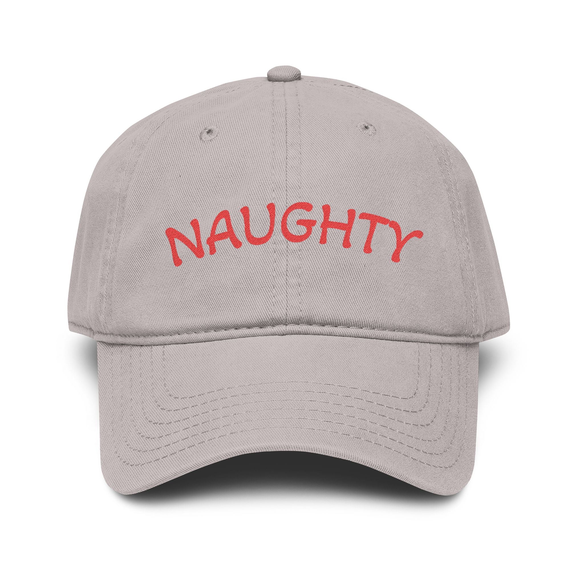 Naughty Embroidered Washed Baseball Cap