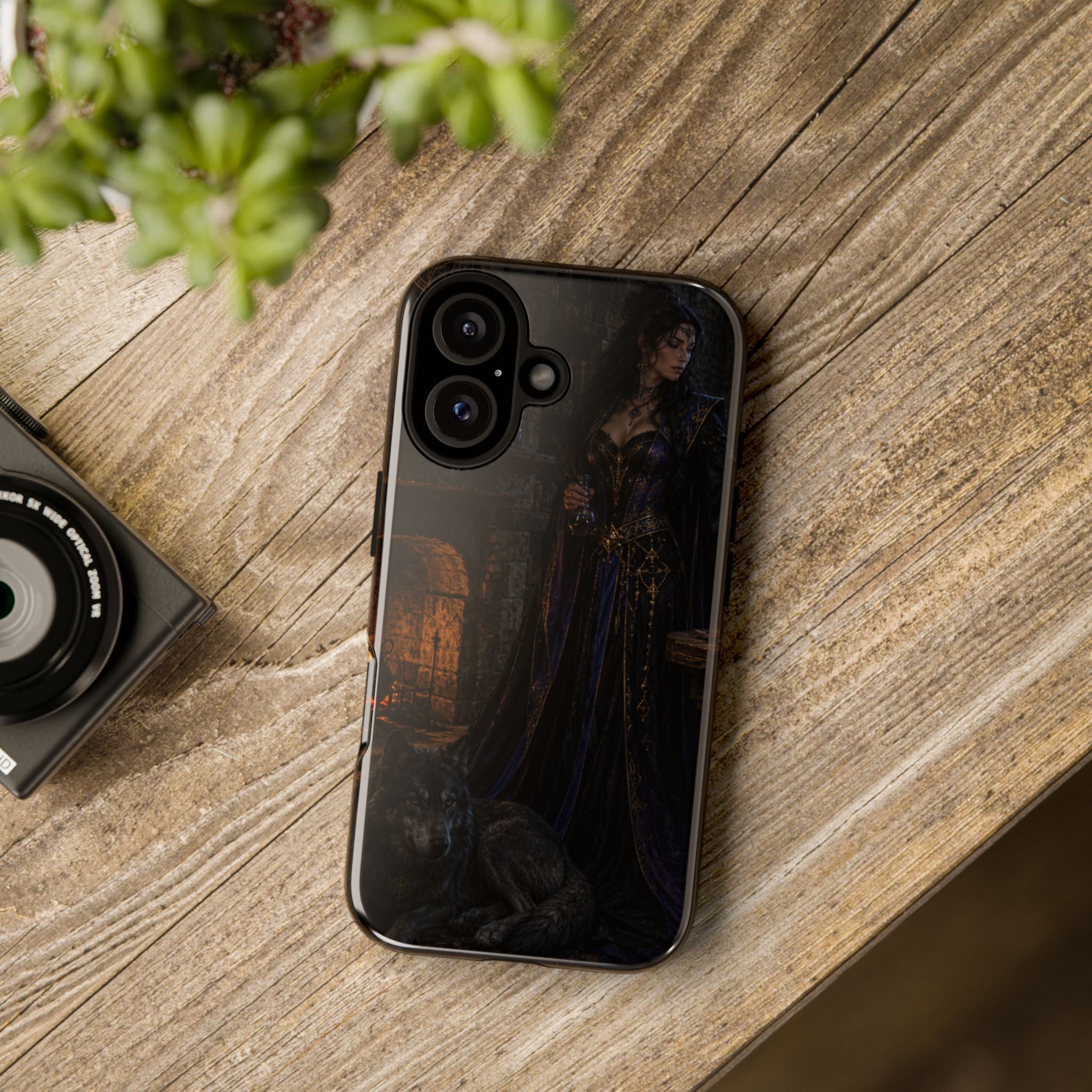 Gothic Witch Phone Case — Dark Fantasy Wolf & Fireplace Tough Case