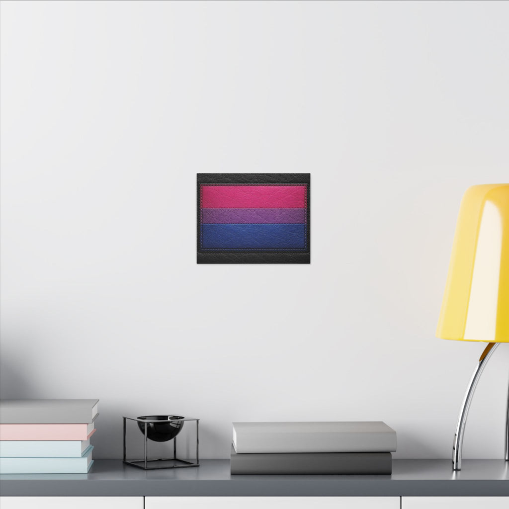 Bisexual Pride Flag Canvas Wall Art — Leather Patch Style Matte Print
