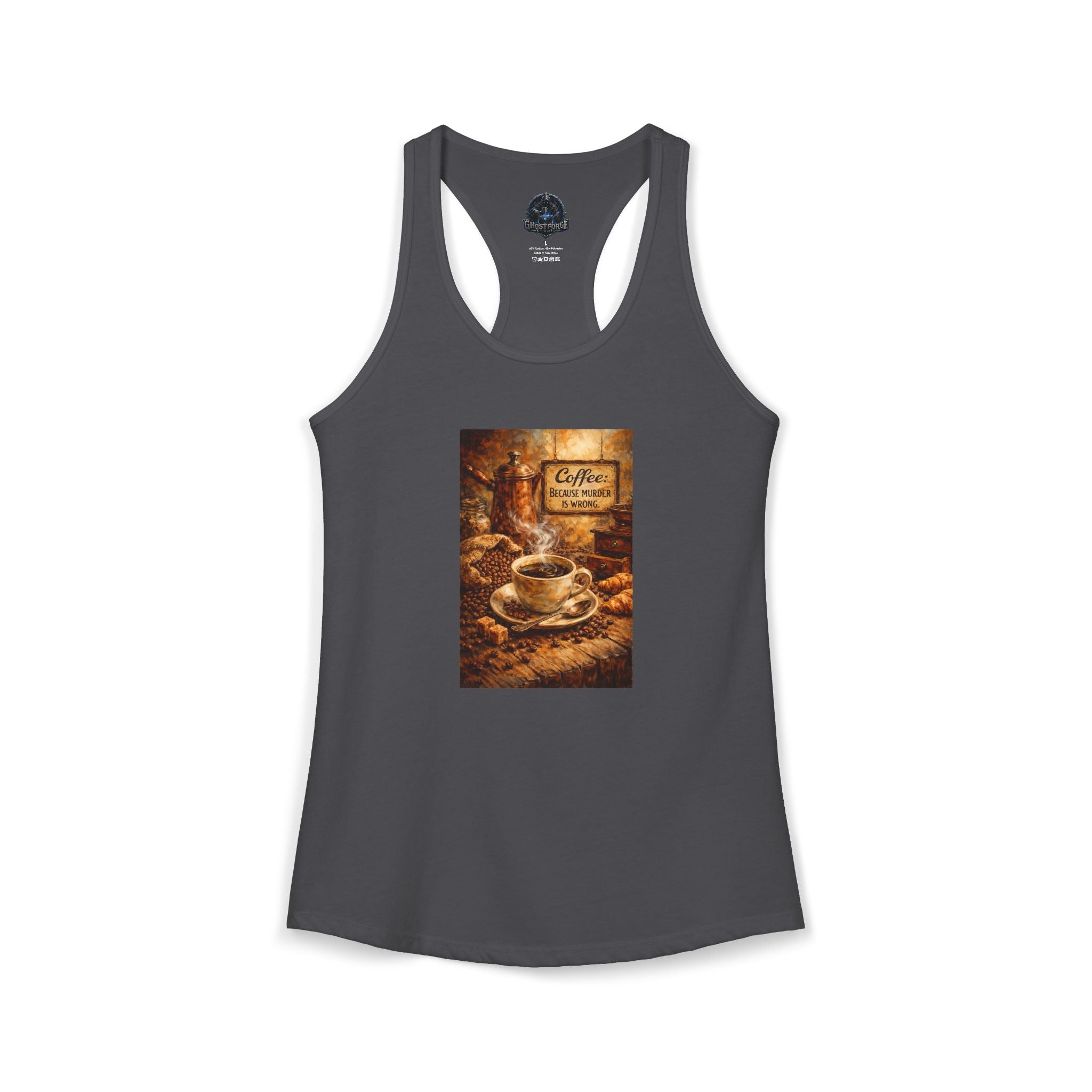 Women's Ideal Racerback Tank - "Coffee B/c Murder is wrong"
