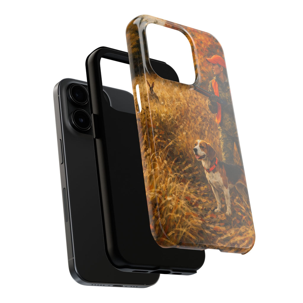 Hunting Scene Tough Phone Case — Hunter & Beagle Autumn Field Protective Cover