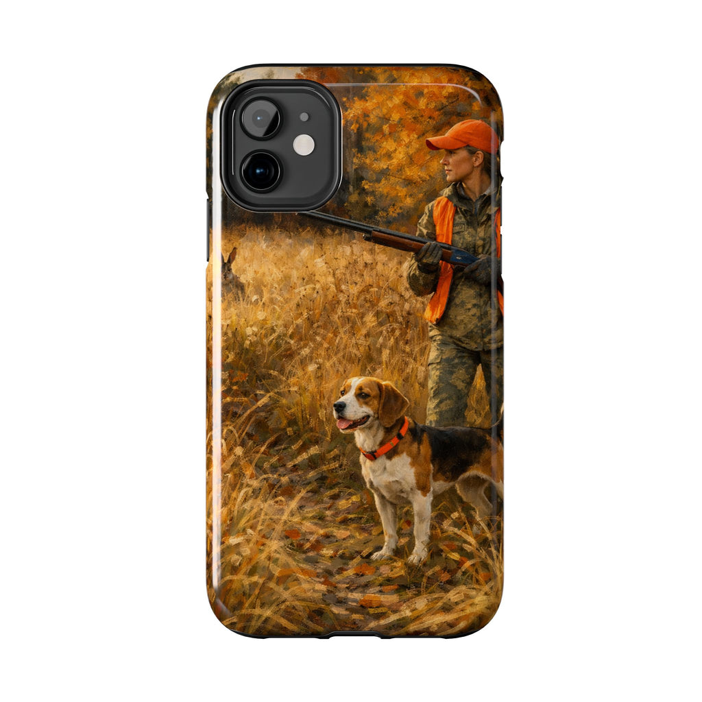 Hunting Scene Tough Phone Case — Hunter & Beagle Autumn Field Protective Cover