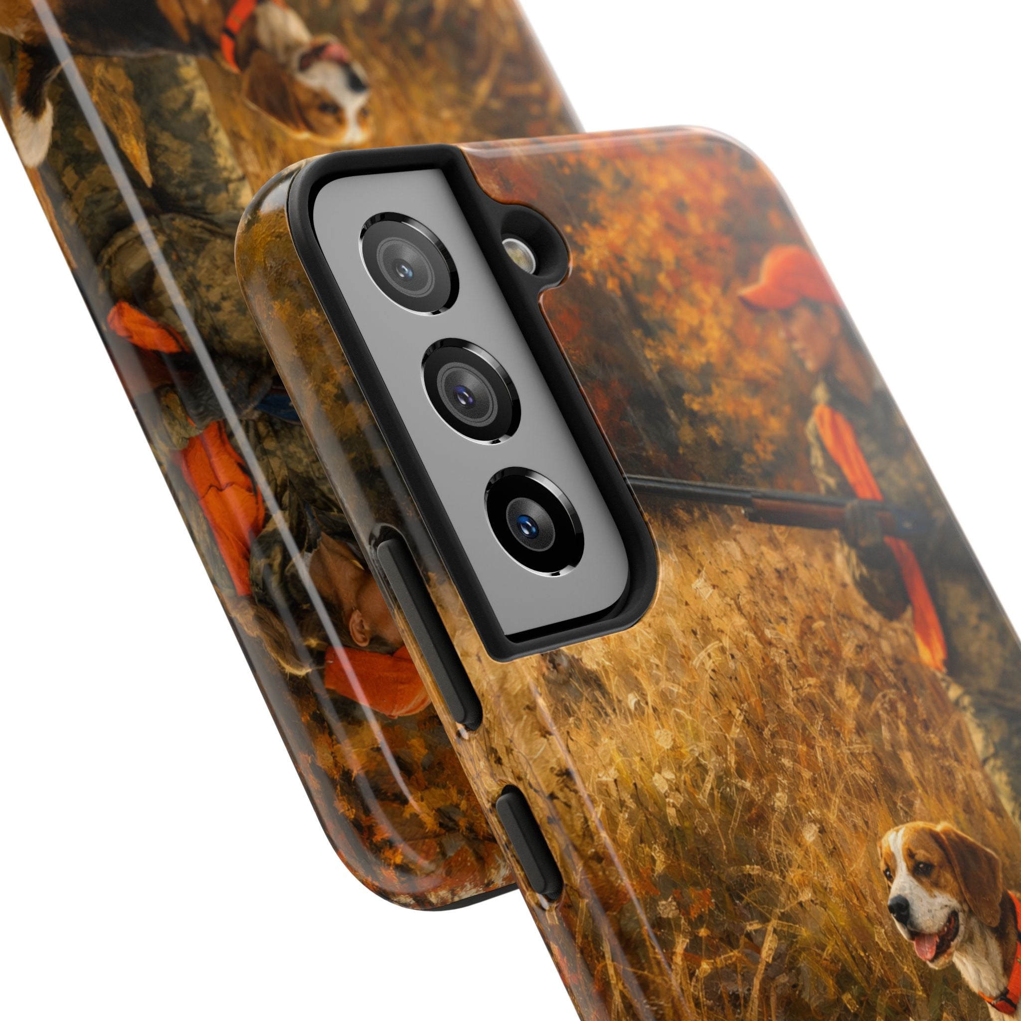 Hunting Scene Tough Phone Case — Hunter & Beagle Autumn Field Protective Cover
