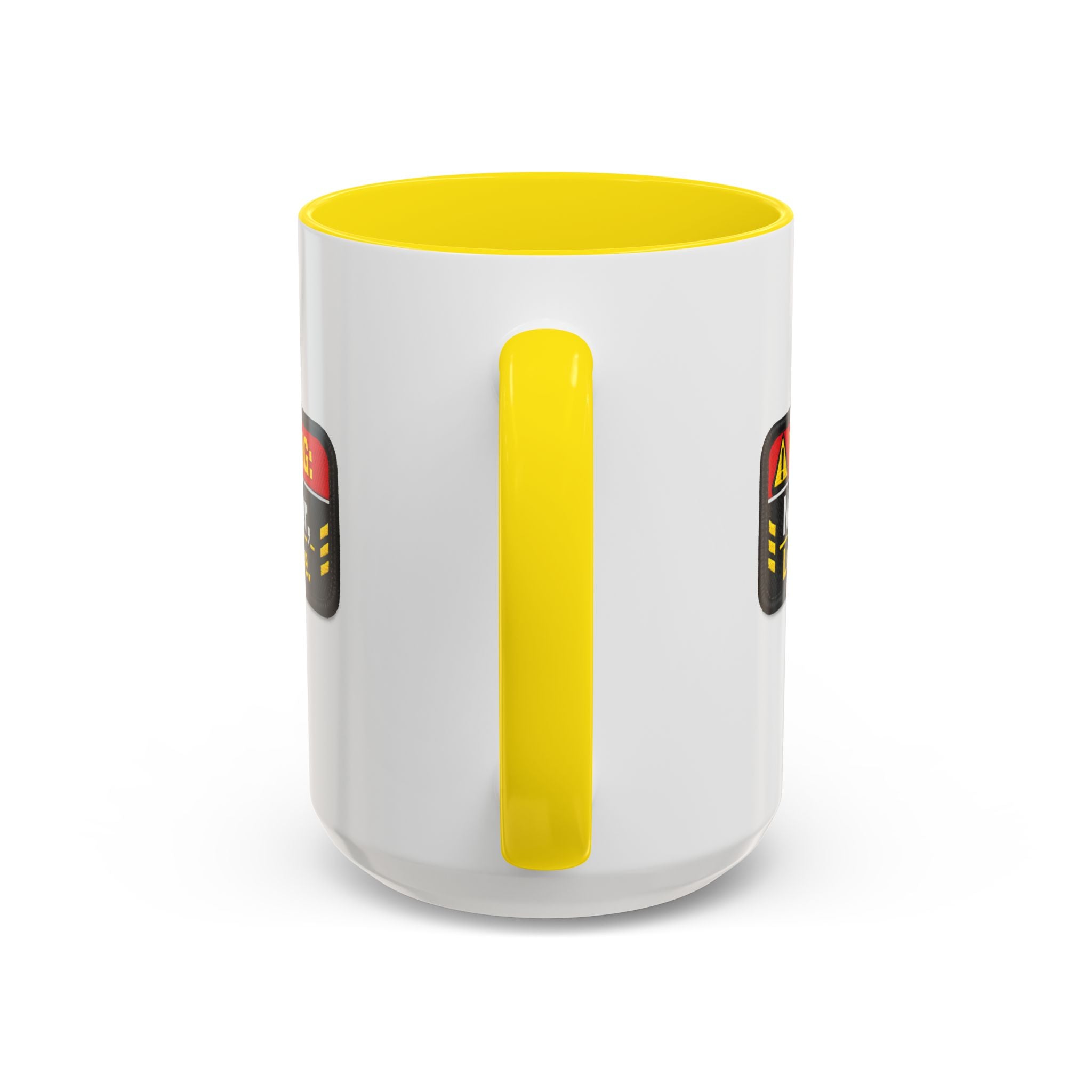 Coffee Mug — "Warning: No Filter, Less Care" Accent Ceramic Mug