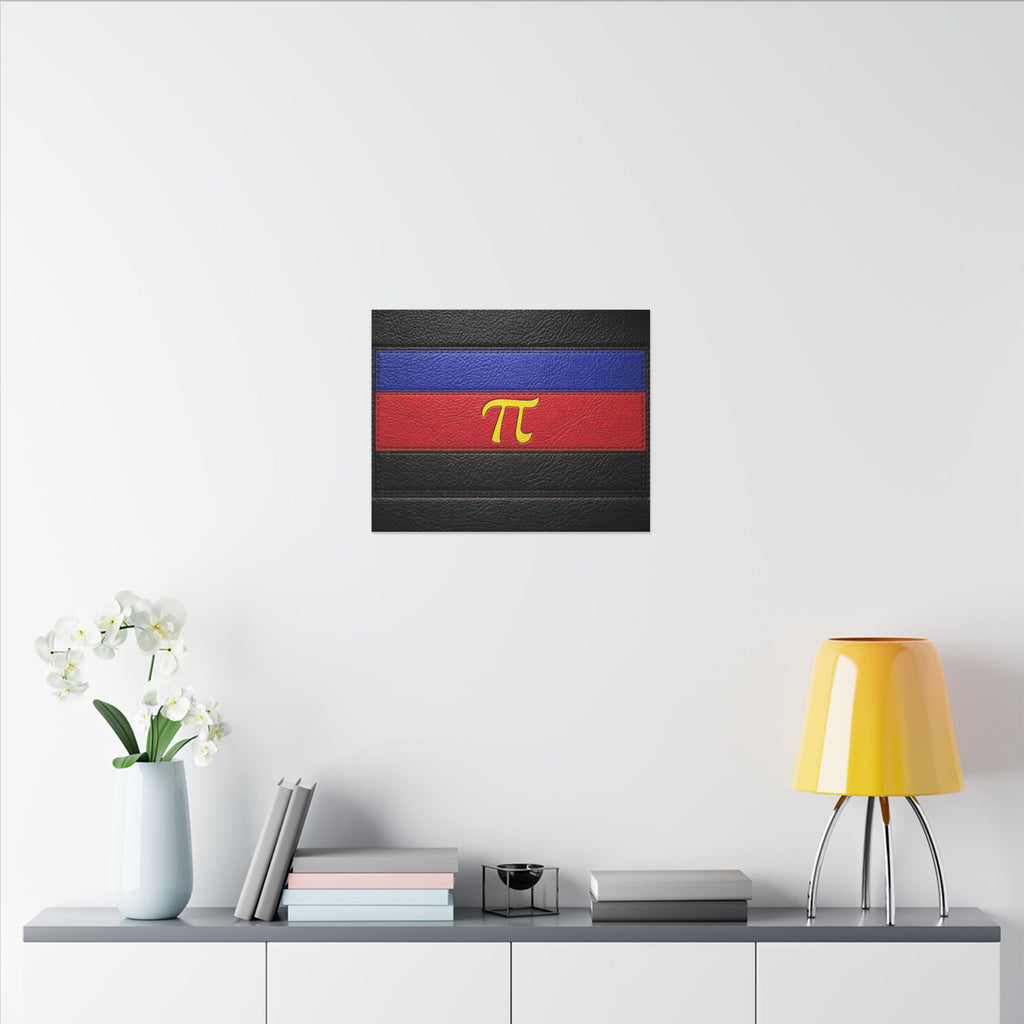 Polyamorous Symbol Leather Flag Canvas Print — Blue & Red Striped Matte Wall Art