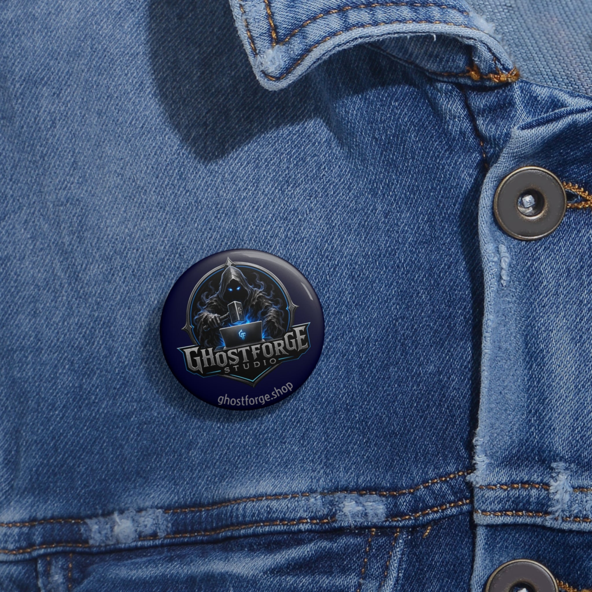 Ghostforge Studio Logo Pin Button — Gaming/Streamer Enamel-Style Badge