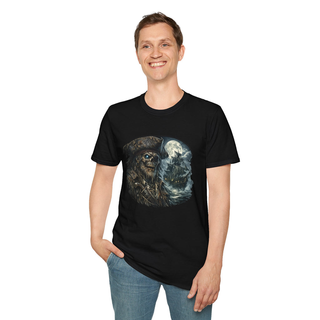 Ghost Pirate Skull T-Shirt – Haunted Moonlight Pirate Graphic Tee
