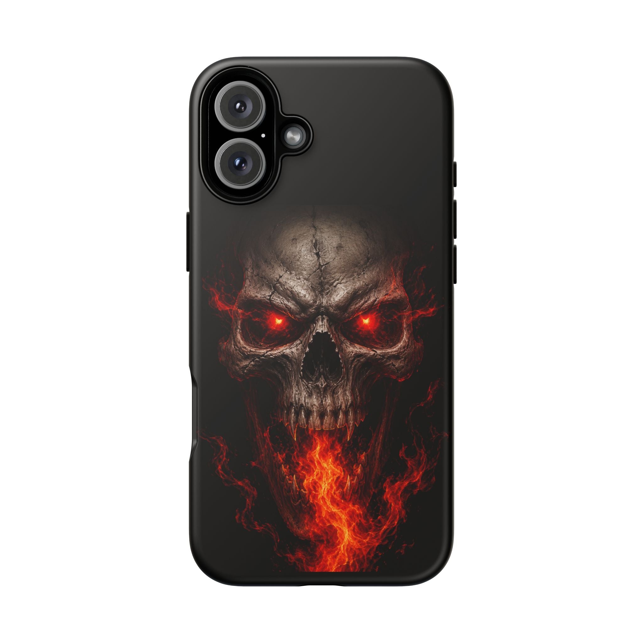 Flaming Skull Tough Case — Heavy-Duty Phone Case with Red-Eye Skull Design