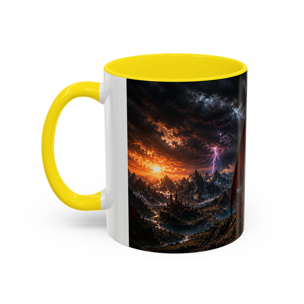 Dragon Coffee Mug — Dark Fantasy Red-Eyed Dragon Accent Mug (11/15oz)