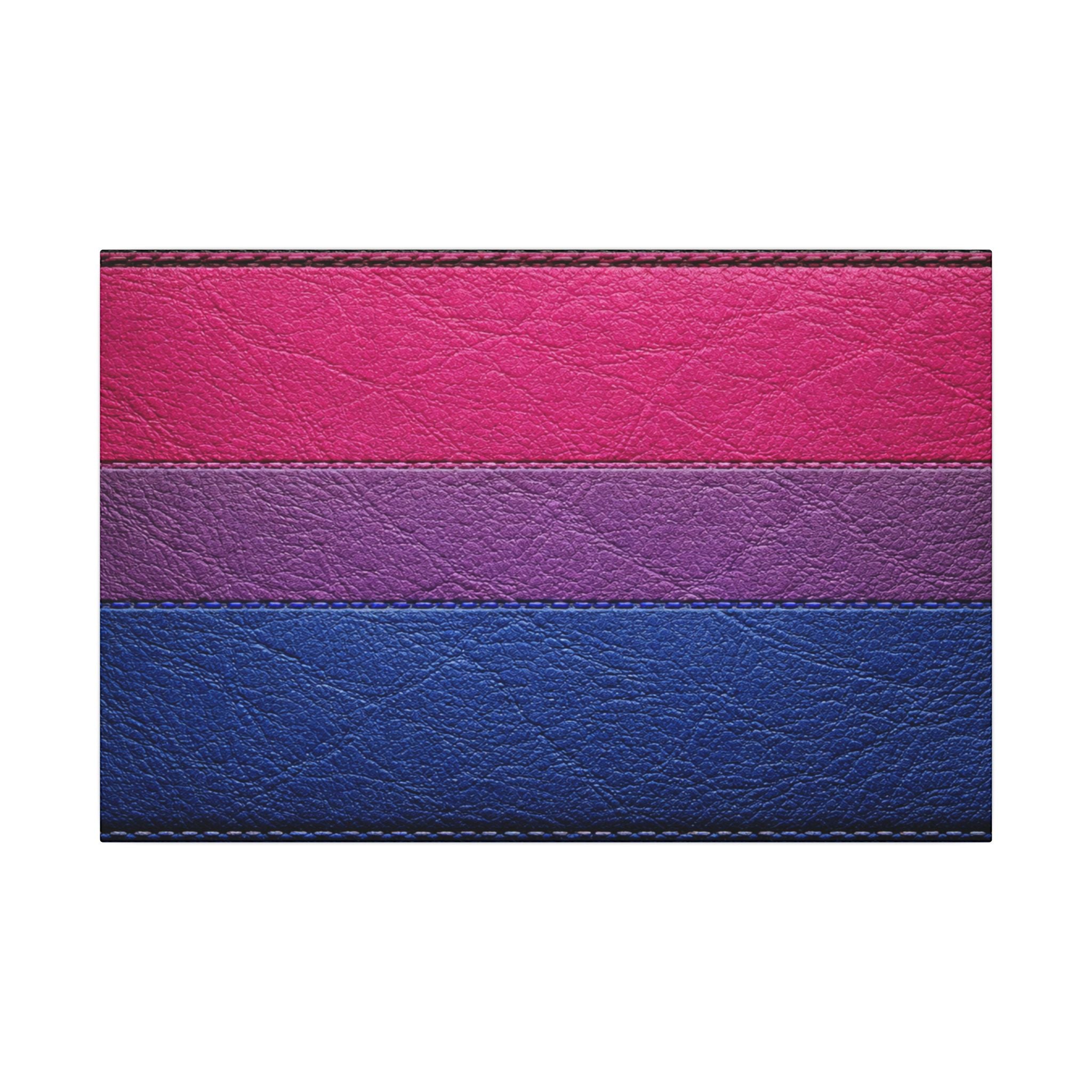 Bisexual Pride Flag Canvas Wall Art — Leather Patch Style Matte Print