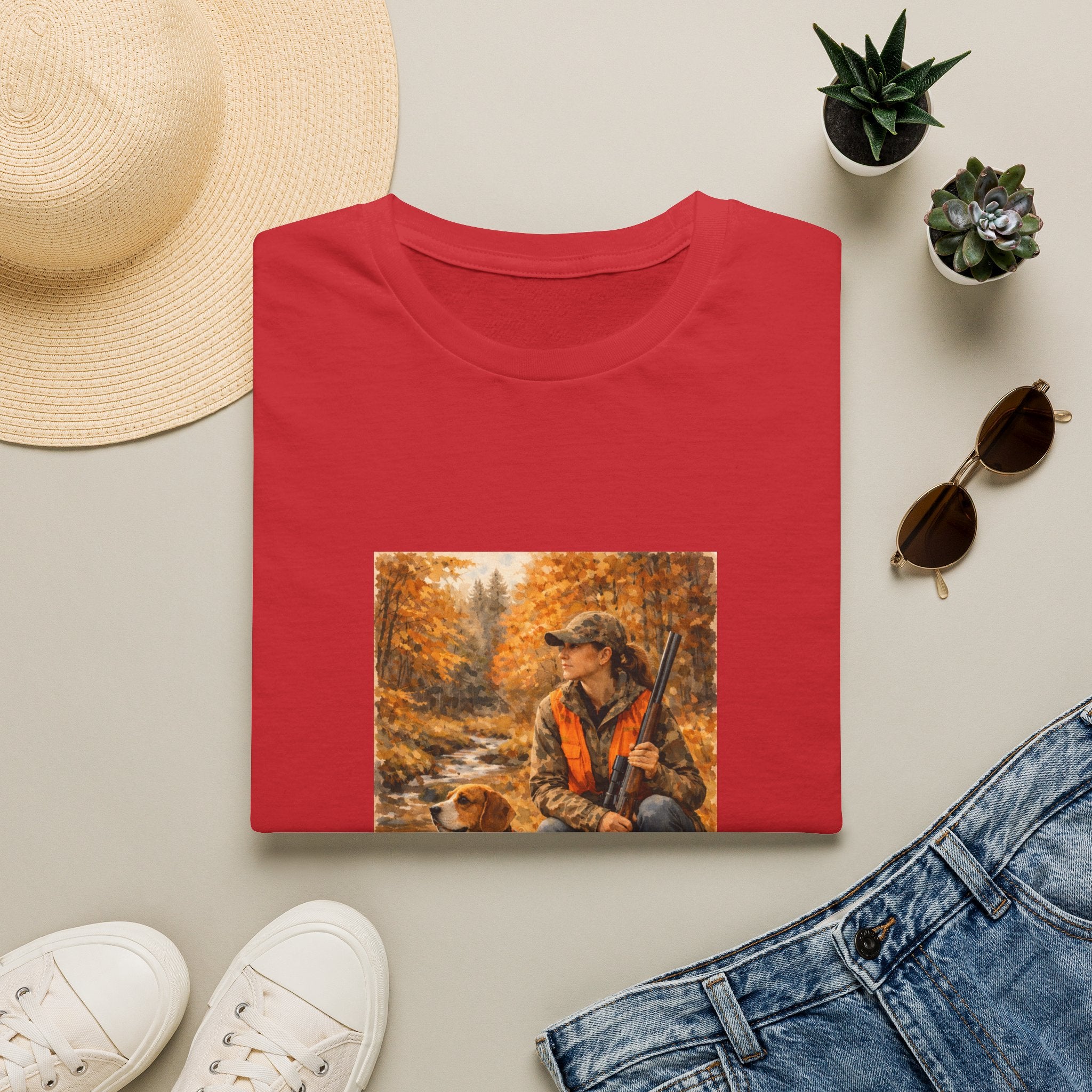 Hunting With Dog Tee — Autumn Camouflage Retriever Forest Shirt