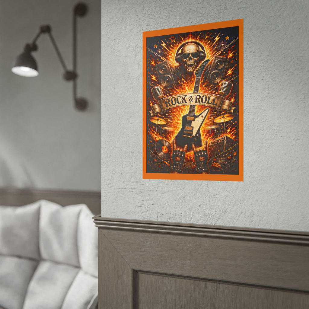 Rock & Roll Skull Guitar Poster — Rolled Music Wall Art