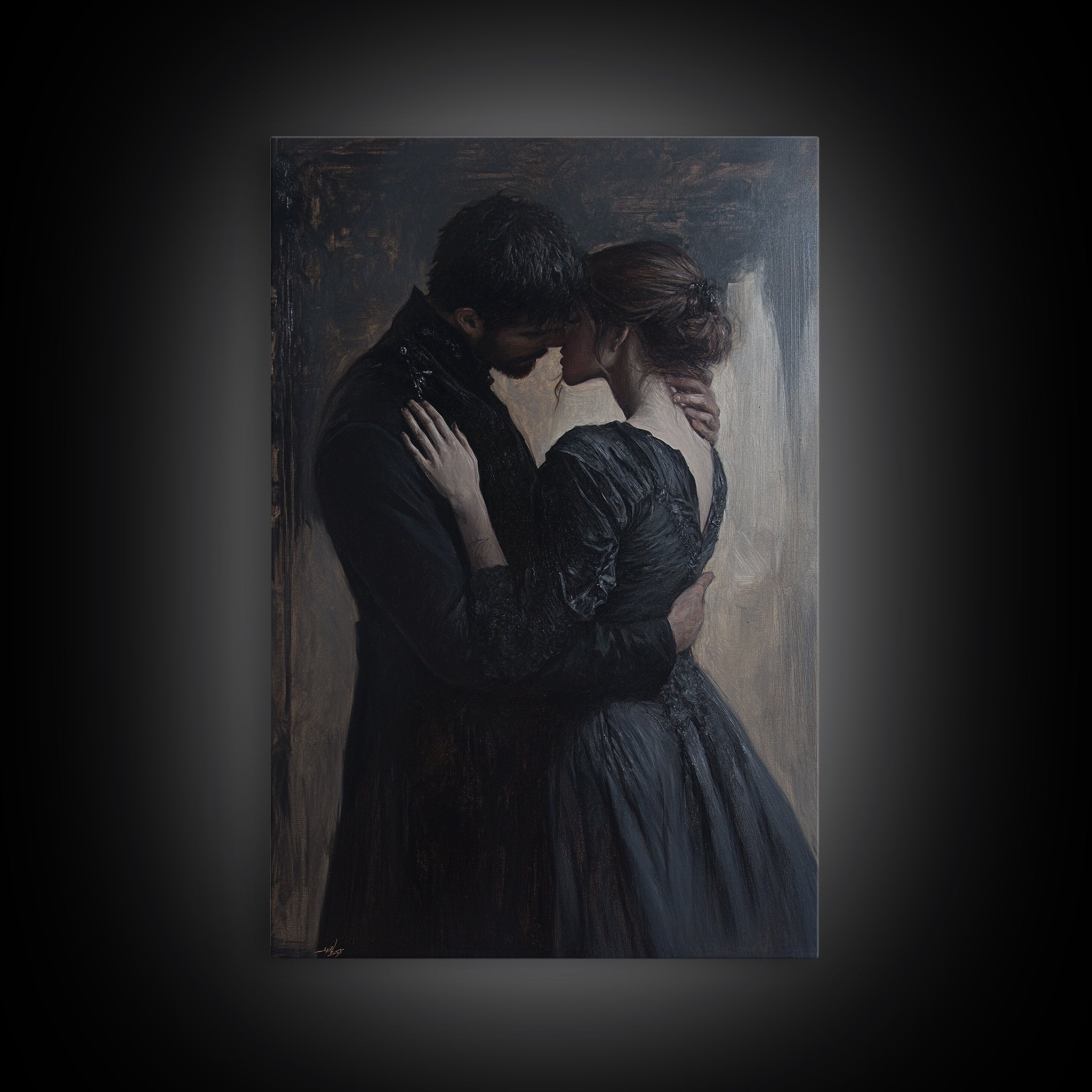 Dark Academia Painting Book Lover Decor, Dark Romance Painting, Dark Cottagecore Victorian Wall Art, Book Lover Gift, Academia Wall Art
