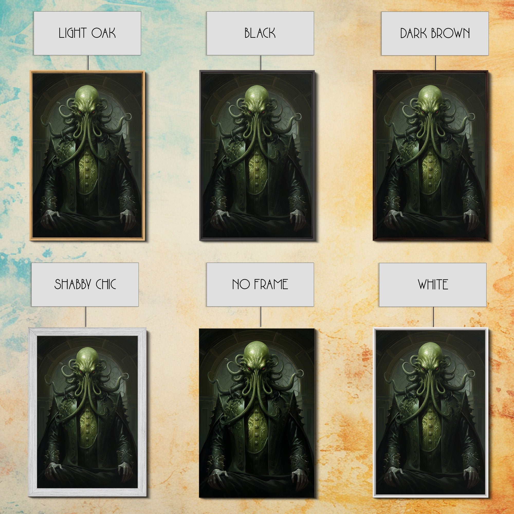 The Demon Cthulhu, Gothic Art, Framed Canvas Print, Halloween Decor, The Gentleman Cthulhu, Goth Art, Demonic Halloween Decor
